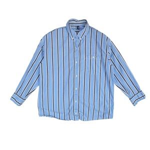 H&M Divided Striped Button Down Shirt Oversized‎ Blue Coastal Preppy Nautical S